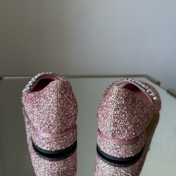 New Jimmy Choo Bing Glitter Crystal-Strap Ballerina Pumps 38.5 $1,095 - Picture 6 of 9